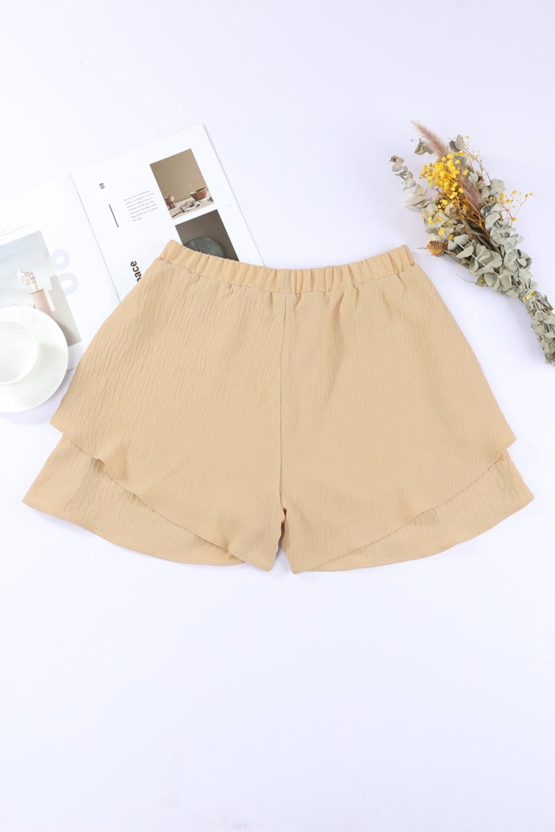 Layered Elastic Waist Shorts - Bottoms